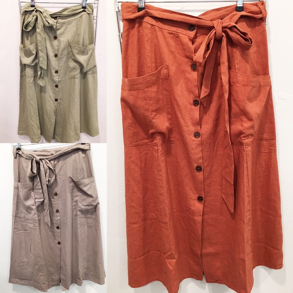 New Just Living Buttoned Up Flowy Skirt M Auburn